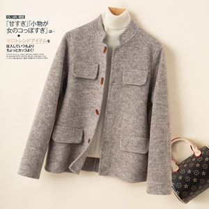 
New autumn and winter double-sided cashmere coat for women short stand collar slim fit small fragrance style small thick wool jacket