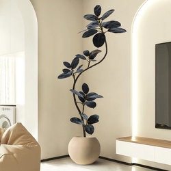 Artificial Black Diamond Rubber Tree Light Luxury Living Room Bionic Green Plant Potted High-End Decoration Nordic Style Large Floor Tree