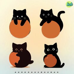 Car Electric Car Stickers Personalized Creative Black Cat Holding Ball Anime Cartoon Stickers Scratch Cover Decorative Reflective Stickers