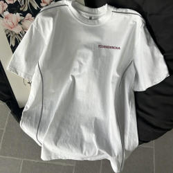 American Retro Style Letter Print Short-Sleeve T-Shirt for Women, 2025 Summer, with Reflective Strips and Pure Cotton Inner Layer