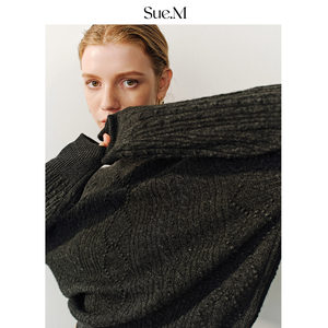
Sue.M heavy industry retro handmade jacquard 100% wool pullover sweater 25 autumn and winter old money style soft waxy sweater