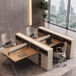 Employee Workstation Desk Screen Partition, Staff Desk, Financial Office Desk, 2-Person Combination Desk, Facing Computer Desk, 4 Double Four-Person Desks