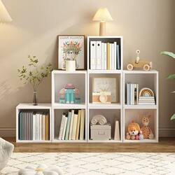 Wooden Bookshelf Grid Cabinet Floor-Standing Wall-Mounted Combination Storage Bookcase Multi-Layer Storage Rack Kindergarten Grid Cabinet