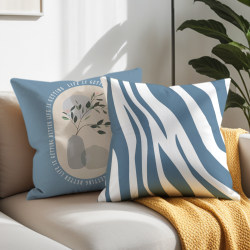 Nordic Style Blue Fresh Abstract Pillow Modern Simple Light Luxury Car Sofa Nap Office Cushion Cover
