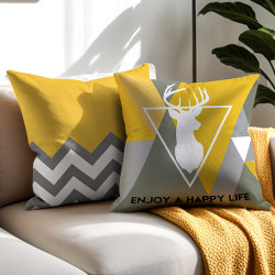 Nordic Style Yellow Geometric Pattern Pillow Sofa Living Room Cushion Car Nap Pillow Bed Pillow for Girls to Sleep on