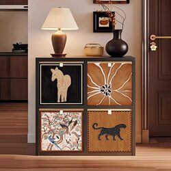 Vintage-Style Clothing Storage Box, Kallax Grid Cabinet Storage Basket, Retro Fabric Household Folding Drawer Organizer Box