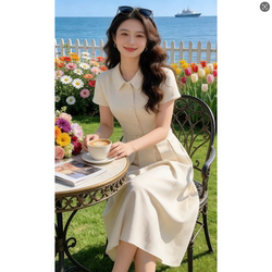 French-Style High-End Polo Collar Dress for Women, Summer 2026 New Model, Elegant and Stylish Long Dress for Petite Figures