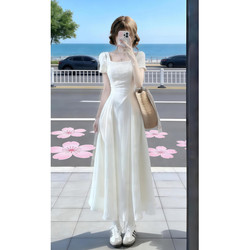 Early Spring Beautiful French-Style Petite First Love White Dress for Women 2026 New Summer Seaside Vacation Long Dress