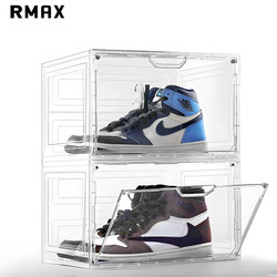 Rmax Transparent Shoe Box Sneaker Storage Box Acrylic Magnetic Plastic Foldable Shoe Cabinet Rack Home Space-Saving Artifact