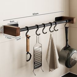 Walnut kitchen wall g wall storage rack without punching oil and salt bottles seasoning storage rack multi-functional wall hanging storage