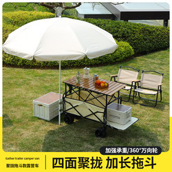 Night Market Mobile Stall Trolley Foldable Multi-Functional Sausage Outdoor Camping Trolley Parasol