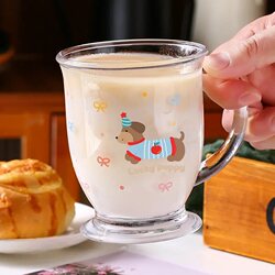 Glass Cup with Handle for Women with Good Looks, Household Beverage Juice Cup, Office Worker Office High Temperature Resistant Drinking Cup