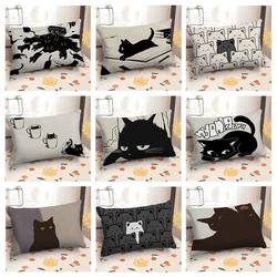 【Hot-Selling】Cartoon Painting Cat Pillowcase Nordic Geometric Cushion 30X50 Rectangular Sofa Cover