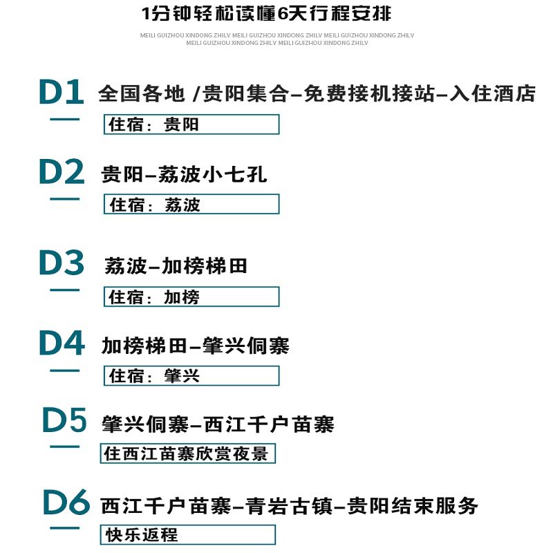8人团贵州旅游贵阳小七孔+加榜梯田肇兴侗寨西江苗寨6天5晚跟团游