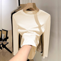 Inner Layer Base Shirt 2025 New Trendy Popular Chic Top Spring and Autumn Slim Fit Regular Shoulder Long Sleeve T-Shirt for Women