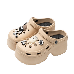 Jiujiawu thick bottom hole shoes women wear Baotou dragging women's sandals women's beach shoes women's cool slippers men's cold drags
