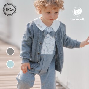 
Elk Zoo children's sweater spring and autumn 2026 new cardigan thin coat male and female baby outing long-sleeved sweater