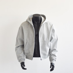 Heavyweight 450g Hooded Zip-Up Sweatshirt Jacket for Men and Women, Niche Boxy Short Wide-Fit Style, Fleece-Lined and Thickened Hoodie