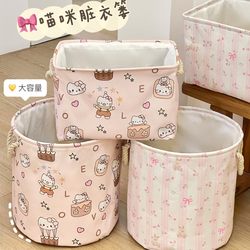 Cute Kt Kitten Laundry Basket for Home Use, Waterproof Large Laundry Basket for Bathroom, Foldable Laundry Basket