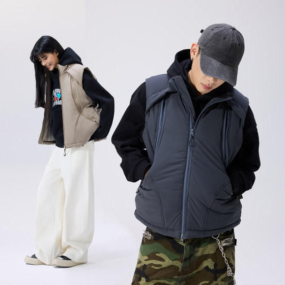 
Remedy functional wind structure loose quilted vest for men and women autumn and winter trendy brand sleeveless cotton coat couple jacket