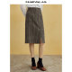 Mandesy stretch retro plaid skirt for women 2025 summer new style light mature style slit straight hip wrapping midi skirt