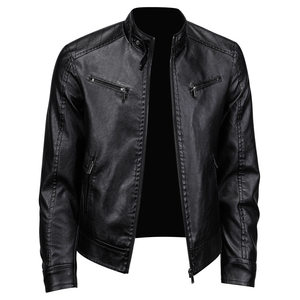 
Spring and Autumn American style stand collar motorcycle leather jacket men's trendy and handsome British style new Korean style casual PU leather jacket