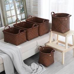 American-Style Storage Basket, Retro Dirty Clothes Basket, Imitation Rattan Woven Laundry Bucket, Snack Toy Hotel Trendy Storage Basket
