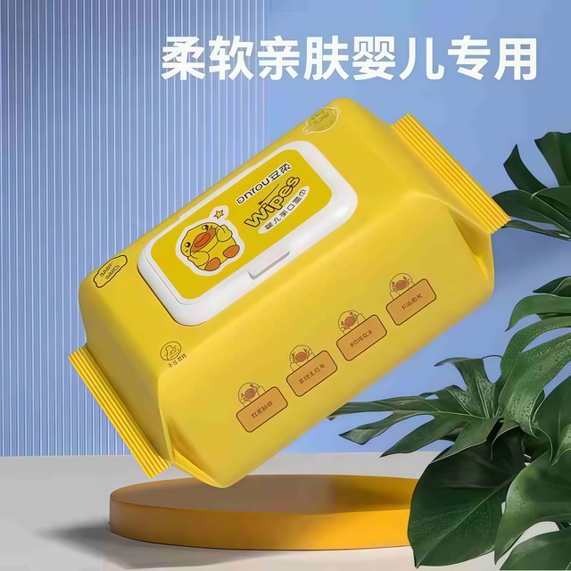 Family wet tissue Anruo little yellow duck household wet tissue paper infant baby family mother and baby wipes suitable for hand wipes