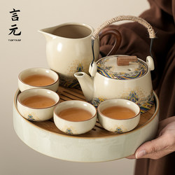 2026 New Model Ru Kiln Kung Fu Tea Set for Home Use, High-End Light Luxury Chinese Style Simple Ceramic Teapot for Brewing Tea