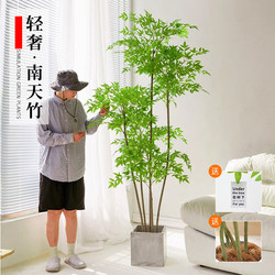 2025 Artificial Plant Nandina Bamboo Floor-Standing Potted Plant Bionic Green Plant Ornament Living Room Sofa Side Home Decoration Fake Tree