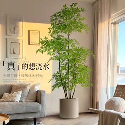 Artificial Nandina Bamboo Large Green Plant for Living Room Floor Decoration, High-End Indoor Decoration Beside Sofa, Fake Plant Bonsai