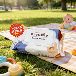 Anrou baby wipes for hands and mouth, 50 pumps, portable pack, moisturizing, cleansing and caring for the skin