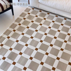 Xiaoxifeng Hourglass Vintage Carpet, Living Room Checkered High-End Luxury, Fully Waterproof, Room Bedroom Bedside Rug