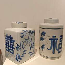 Home dining table blue and white porcelain ceramic vase new Chinese style home flower arrangement ornaments vase with the word 