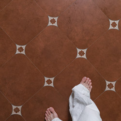 Medieval Style Red-Brown Patterned Tiles for Kitchen and Bathroom, Non-Slip Floor Tiles for Cafes, Restaurants, Guesthouses, and Chain Stores