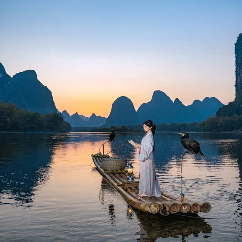 5天纯玩0购物|广西桂林旅游漓江三星船遇龙河竹筏漂流热气球体验