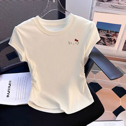 Girls' Slim-Fit Short-Sleeve T-Shirt 2026 Summer New Style, Medium and Large Children's Waist-Cinching, Regular Shoulder, Pure Cotton Versatile Top ins Trendy
