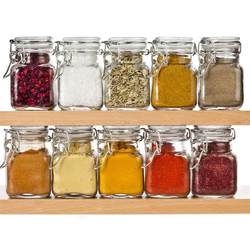 100ml Mini Square Glass Sealed Jar Stainless Steel Snap-On Bottle Jam Jar Spice Jar Small Bottle
