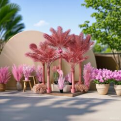 Pink Coconut Tree Artificial Classy Accessible Luxury Bionic Sunflower Indoor Tropical Fake Plant Large Potted Plant Decoration