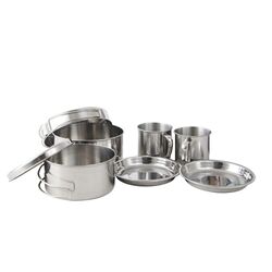 Stainless steel camping outdoor cookware set pot portable mountaineering pot storage T storage portable camping pot