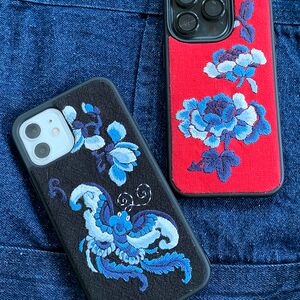 
Butterfly dance in spring handmade DIY Chinese traditional European linen cotton embroidery material package mobile phone case embroidery kit