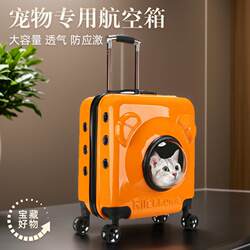 Japanese Quality Flight Case Trolley Bag, Portable and Lightweight for Outings, Cat Pet Space Capsule Suitcase, Breathable and Large Capacity