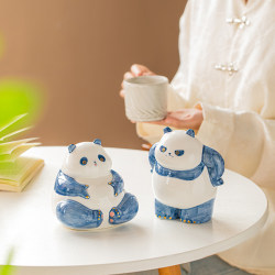 Jiashan Xiwu Jingdezhen Ceramic Panda Ornament Cute Living Room Tv Cabinet Decoration Wedding Gift Chinese Style