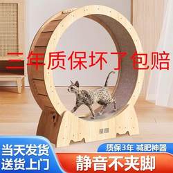 Cat Treadmill Pet Cat and Dog Fitness Weight Loss Silent Solid Wood Exercise Running Wheel Large Cat Climbing Frame Toy
