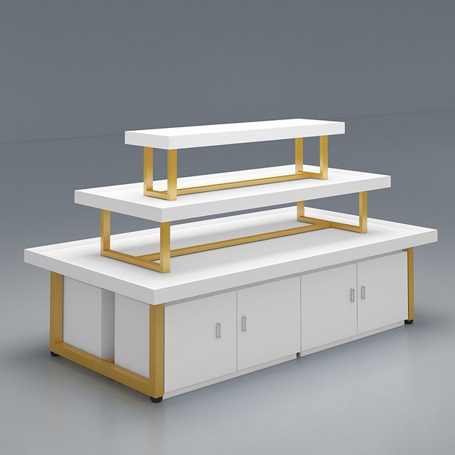 
Supermarket island display table stack shelf three-layer makeup maternal and infant products jewelry display cabinet ladder display flow table