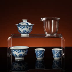 2026 New Model Jingdezhen High-End Chinese-Style Three-Piece Gaiwan Set for Home Use, Kung Fu Tea Set, Gift for Leaders or Housewarming