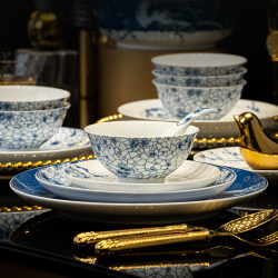 Ceramic Blue and White Porcelain Tableware, High-White Porcelain with Underglaze Color, Fresh Bowl and Plate Set, Household Use, 2026 New Model, Jingdezhen