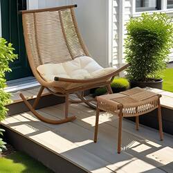 Rocking Chair, Adult Lounge Chair, Balcony Leisure Lazy Sofa Chair, Internet-Famous Rocking Chair, Outdoor Courtyard Garden Chair, Rattan Chair