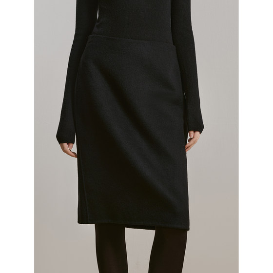 
Hua Jiyan [Little Freedom] Australian wool blended back double zipper versatile straight woolen skirt for women in winter