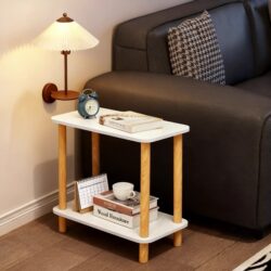 Bedside Table for Bedroom, Simple Small Storage Cabinet, Ultra-Narrow Bedside Shelf, Solid Wood Legs, Gap Storage Cabinet